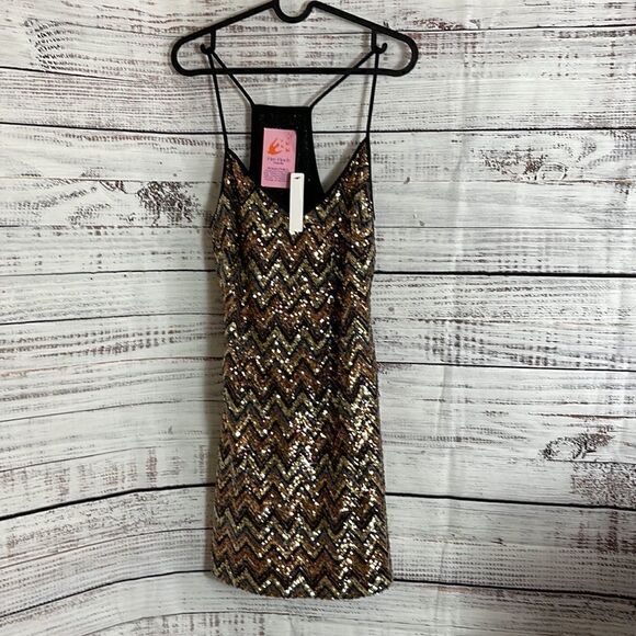 Ark & Co Dress Womens size Small All over sequins zigzag mini party New - Picture 3 of 10